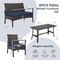 4 Pieces Outdoor Rattan Conversation Set with Tempered Glass Coffee Table